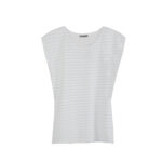 تی شرت آستین کوتاه زنانه سفید راه راه آبی 823074