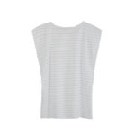تی شرت آستین کوتاه زنانه سفید راه راه آبی 823074